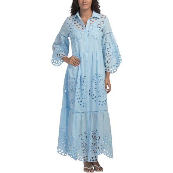SOLITAIRE Long Sleeve Laser Cut Maxi Dress